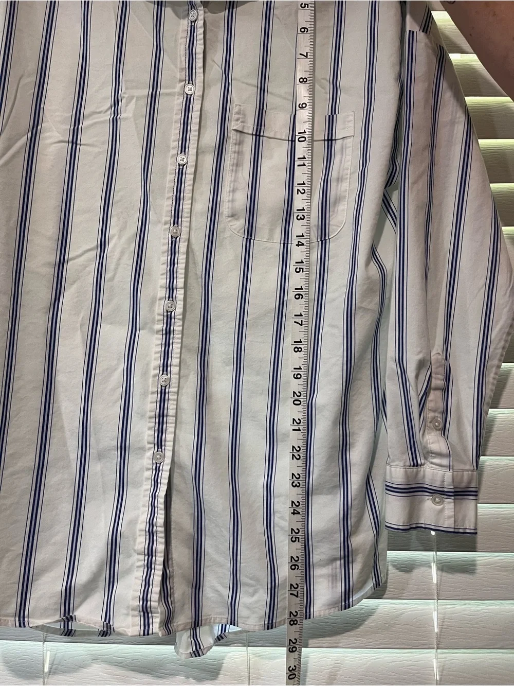 Banana Republic Men's White Button Down Shirt with Blue Stripes